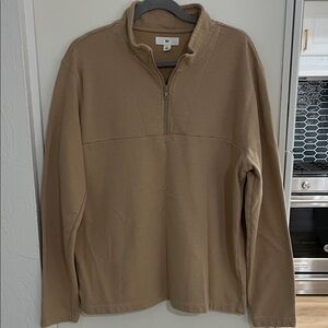 BP Men's 1/4 Zip-Up Sweatshirt in Tan made from Organic Cotton | L